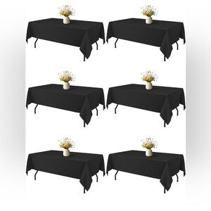 Black Fabric Rectangle Table Cloth - 6 Pack, 60" × 84"